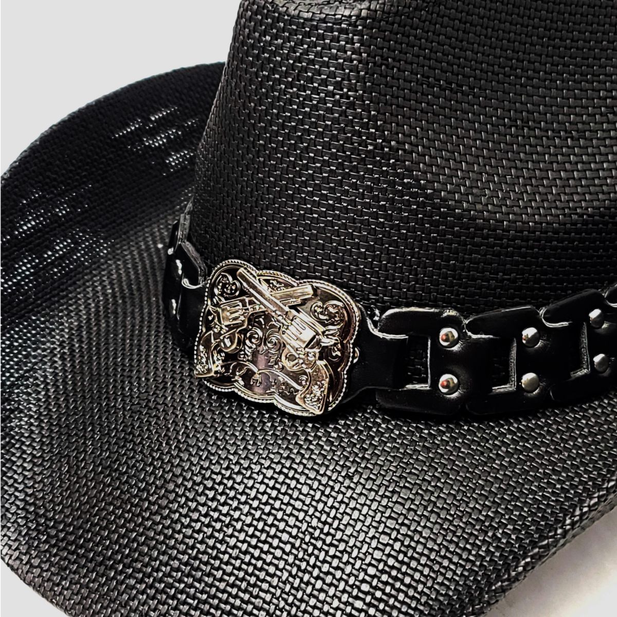Natural Straw Cowboy Hat - STGUNBK, Black