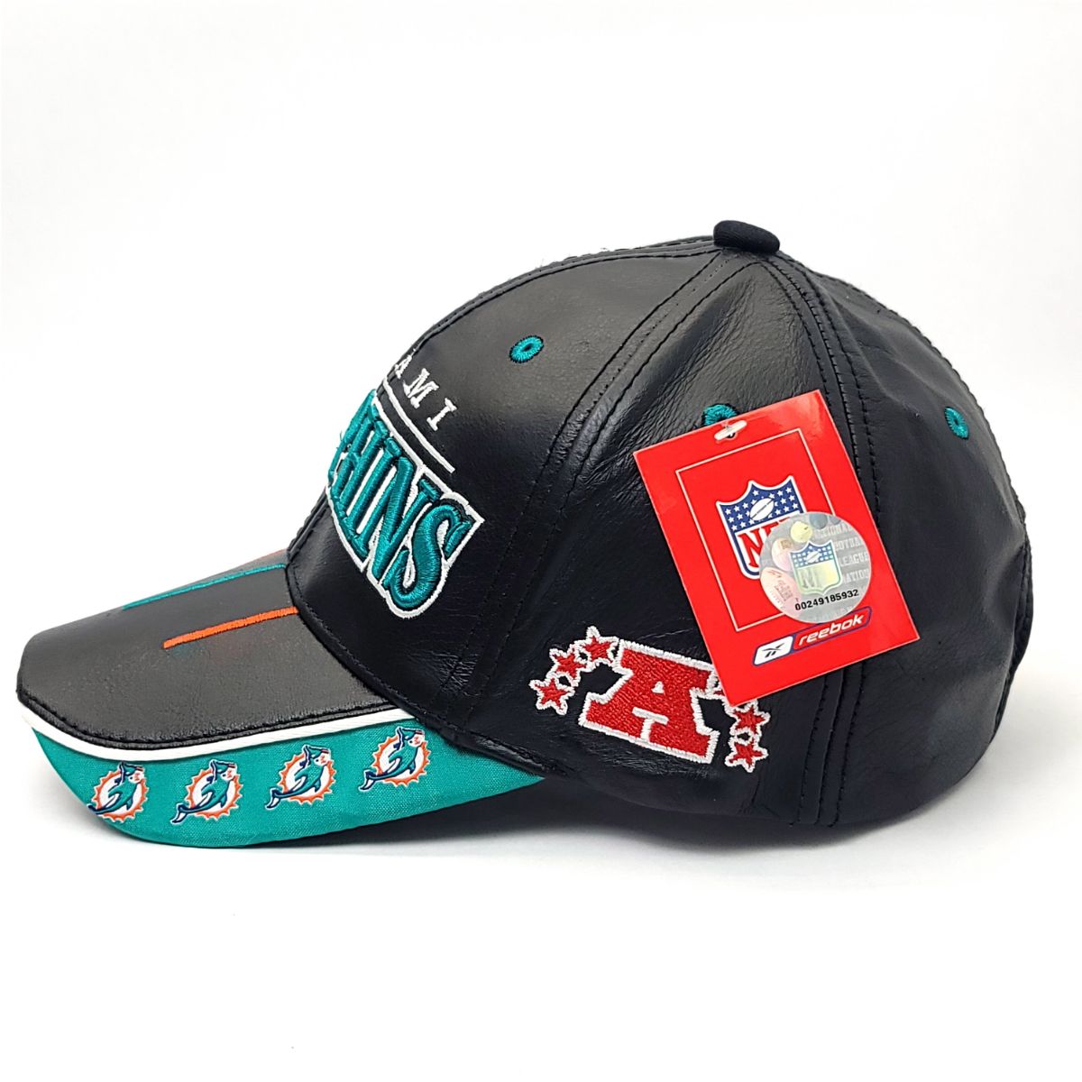 Miami Dolphins - Leather, Black, Adjustable