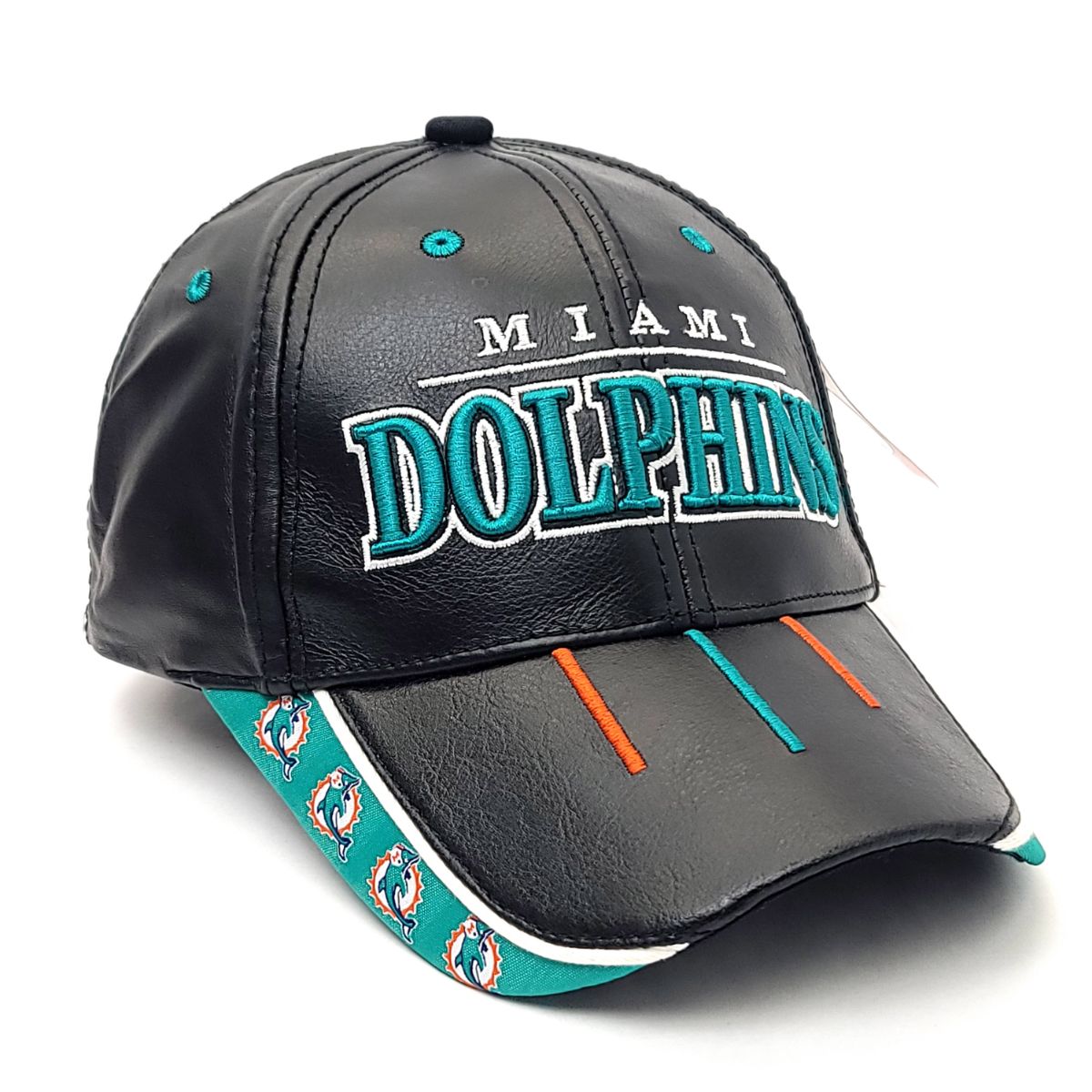Miami Dolphins - Leather, Black, Adjustable