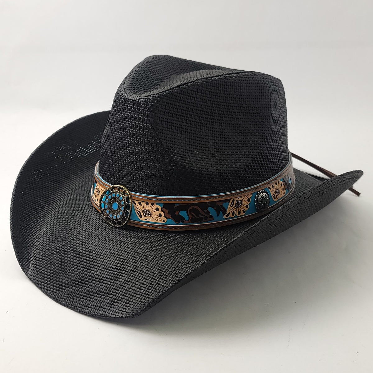 Natural Straw Cowboy Hat - ST118BK, Black