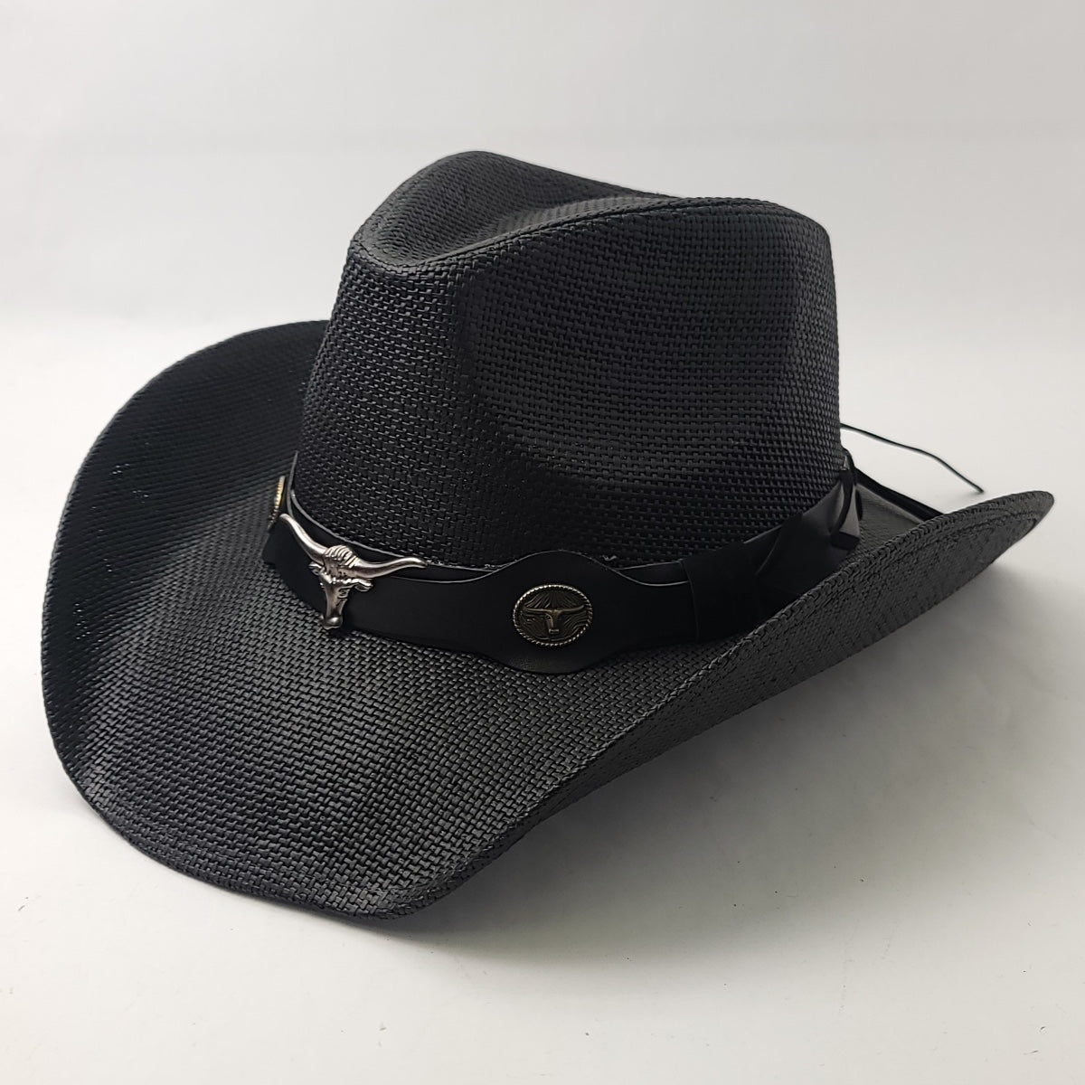 Natural Straw Cowboy Hat - ST105BK, Black