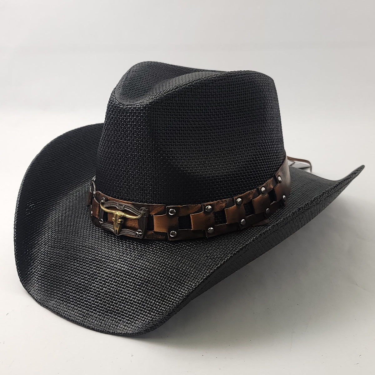 Natural Straw Cowboy Hat - ST108BK, Black