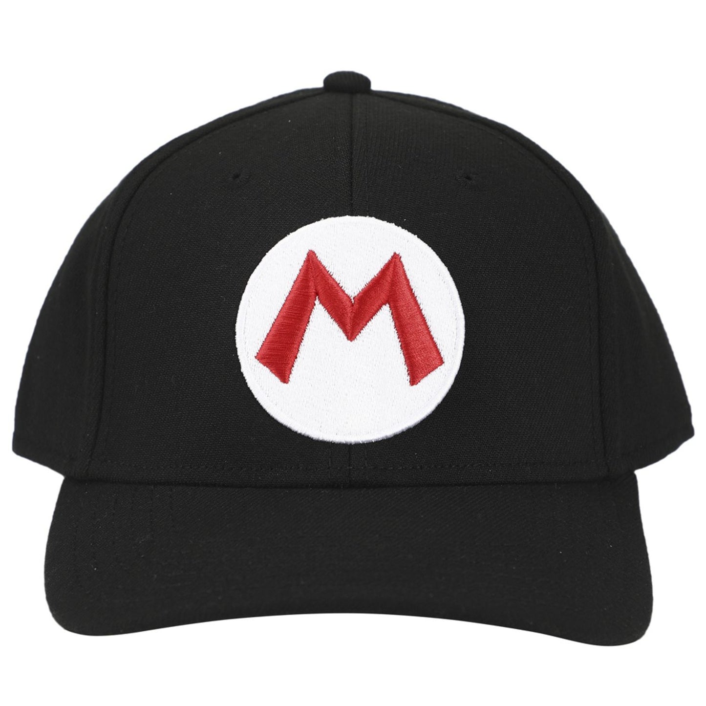 Super Mario Cap- Mario Symbol M Embroidered, Black Snapback Cap 0RSMB