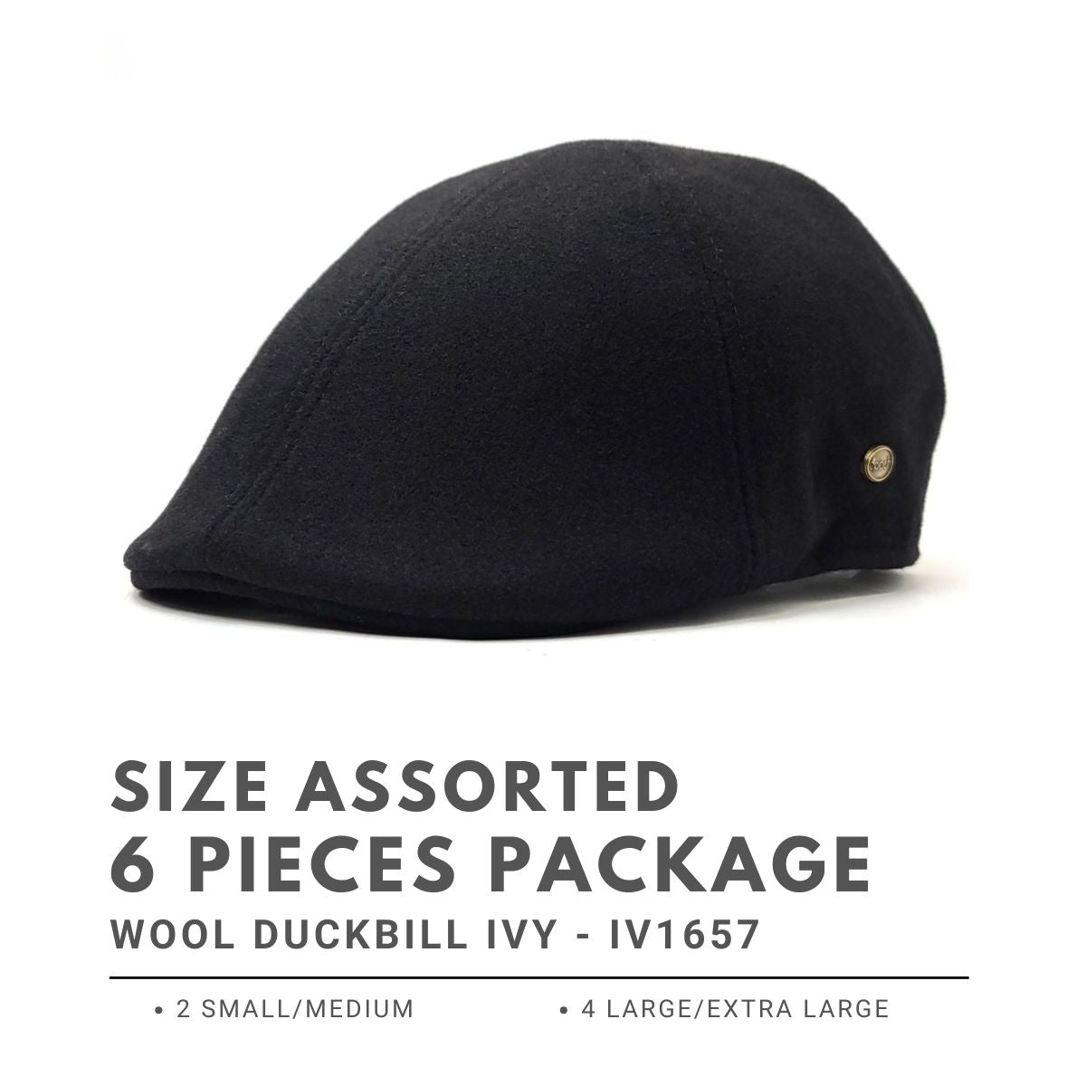 Wool Duckbill Ivy - IV1657, Black, S/M & L/XL