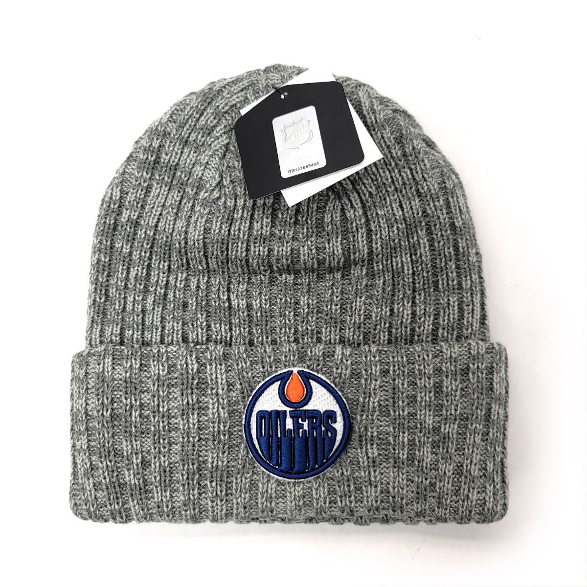 Edmonton Oilers Knit Toque - FR (Frosty), Cuff, Ribbed, Heather Grey