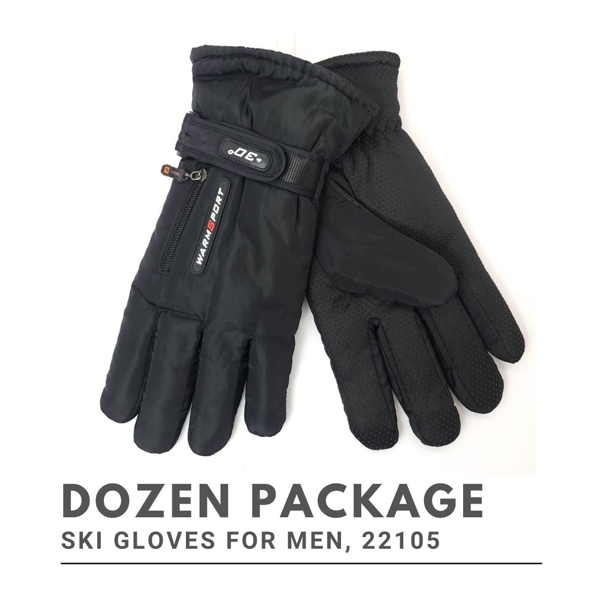 Ski Gloves for Men, 22105, Black