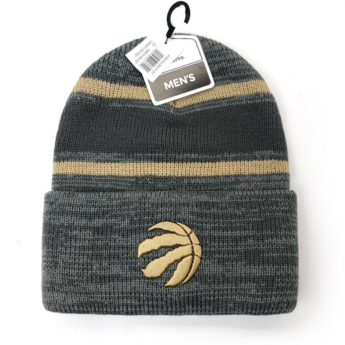 Toronto Raptors Knit Toque - LV(Level), Grey & Gold Stripes with Alt. Logo