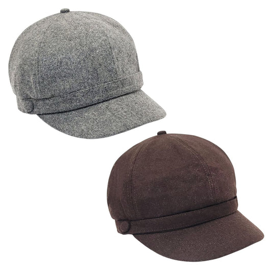 Newsboy Hat - Solid Color, Grey & Brown