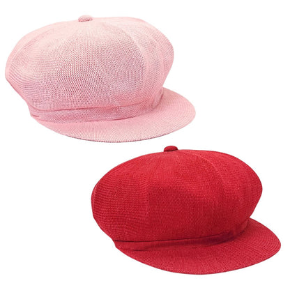 Newsboy Hat -Mesh  , Pink & Red