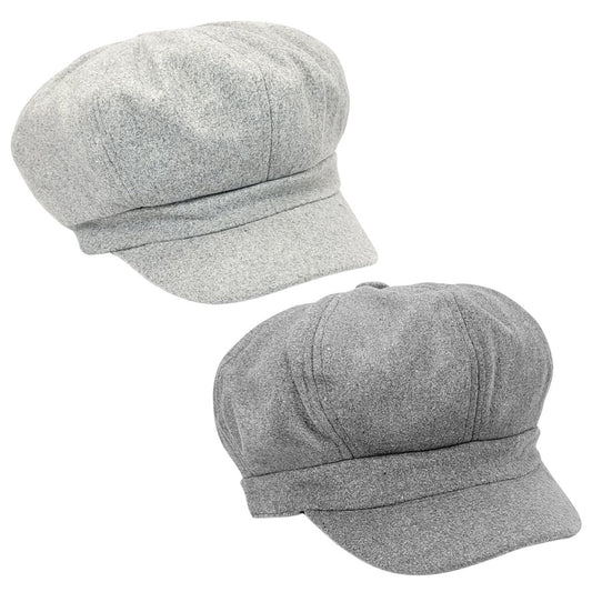 Newsboy Hat - Solid Colour, Light Grey & Grey