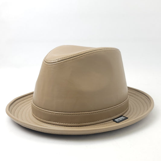 Fedora, Genuine Leather -  Khaki or Burgundy, Small to XLarge