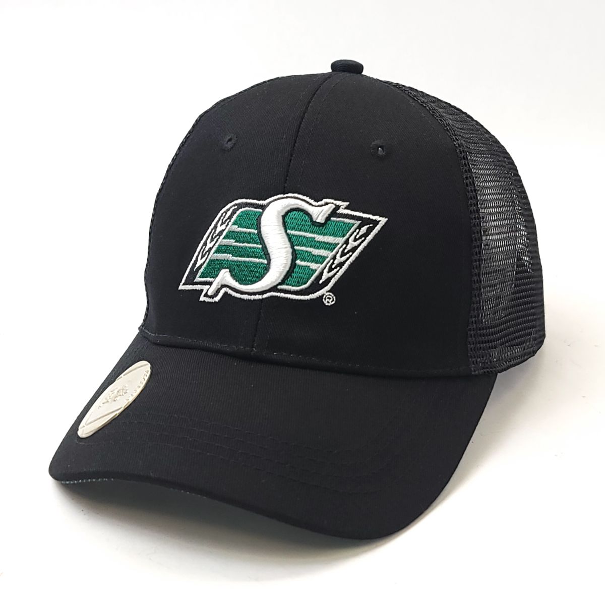 Saskatchewan Roughriders Cap - Mesh Back with Bottle Opener, Black, Adjustable