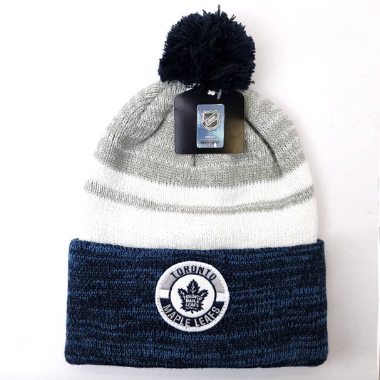 Toronto Maple Leafs Pom Knit Toque - CB, Blue & Grey with Alt. Logo