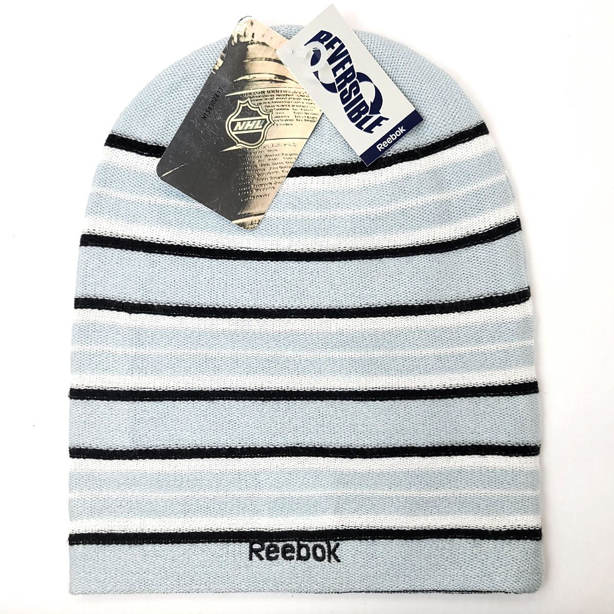 Los Angeles Kings Knit Slouchy Beanie - No Cuff, Sky Blue with Stripes, Reversible