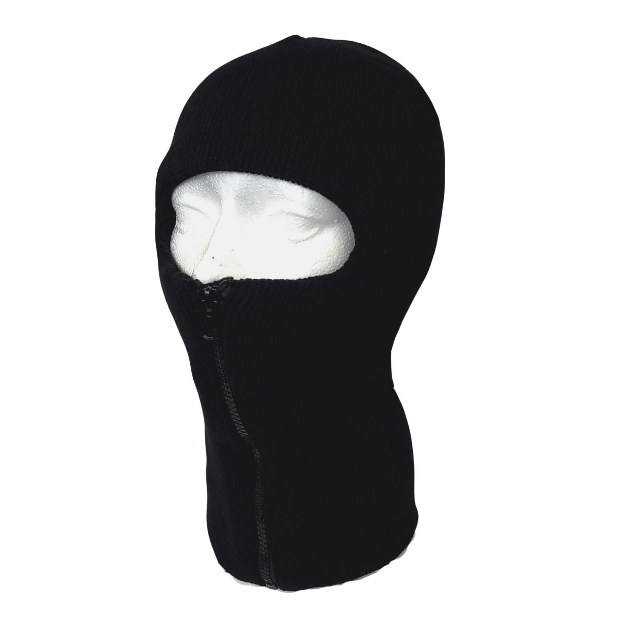1 Hole Balaclava with Zipper, XO1Z, Black