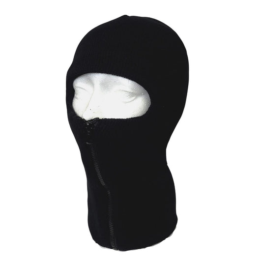 1 Hole Balaclava with Zipper, XO1Z, Black