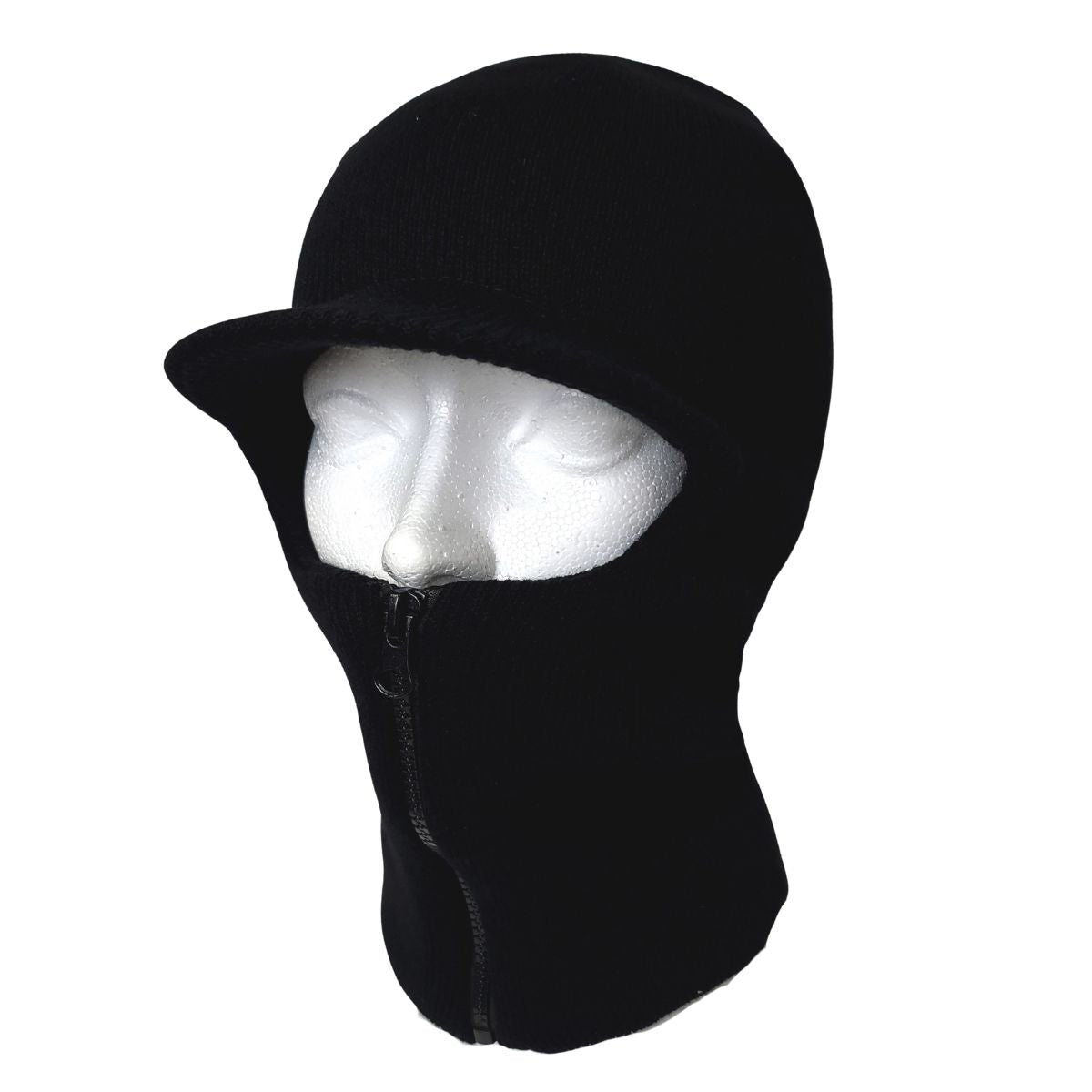 1 Hole Balaclava with Visor & Zipper, XO1VZ, Black