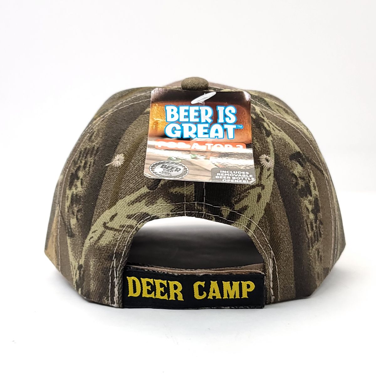 Pop-A-Top Beer is Great Bottle Opener Cap: Shootin' Deers, Velcro, Hunting Camo 2 Tone