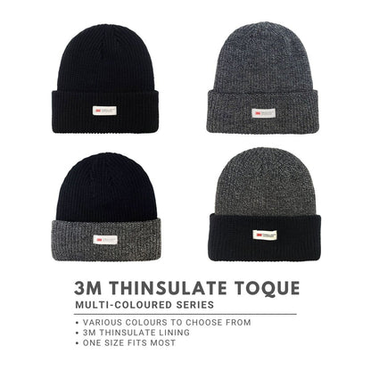 3M Thinsulate Knit Toque - Lining, Black & Grey, #189