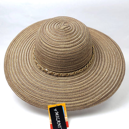Wide Brim Ladies Hat - BB0039, Chain Band, Multi-Coloured, Adjustable