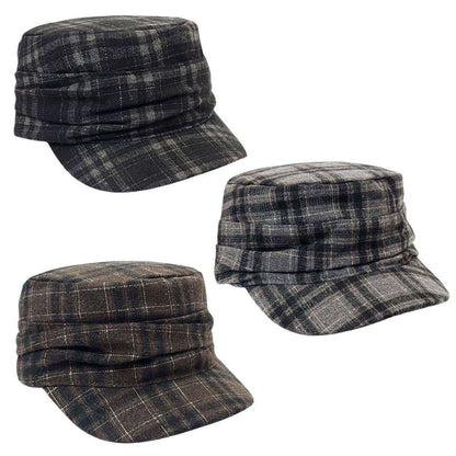 Cadet Cap -17072, Plaid with Folds, Multi-Coloured