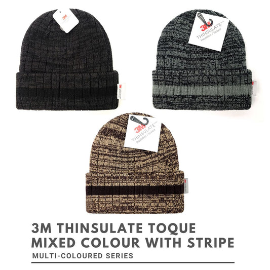 3M Thinsulate Toque - Mixed Colour with Stripe THMS085