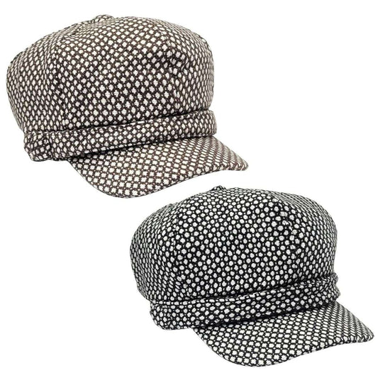 Newsboy Hat - Polka Dots, Brown & Black