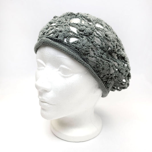 Knitted Beret, Brown & Sage, OSFA