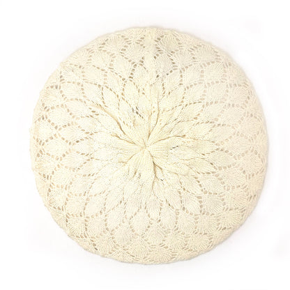 Knitted Beret, Ivory, OSFA