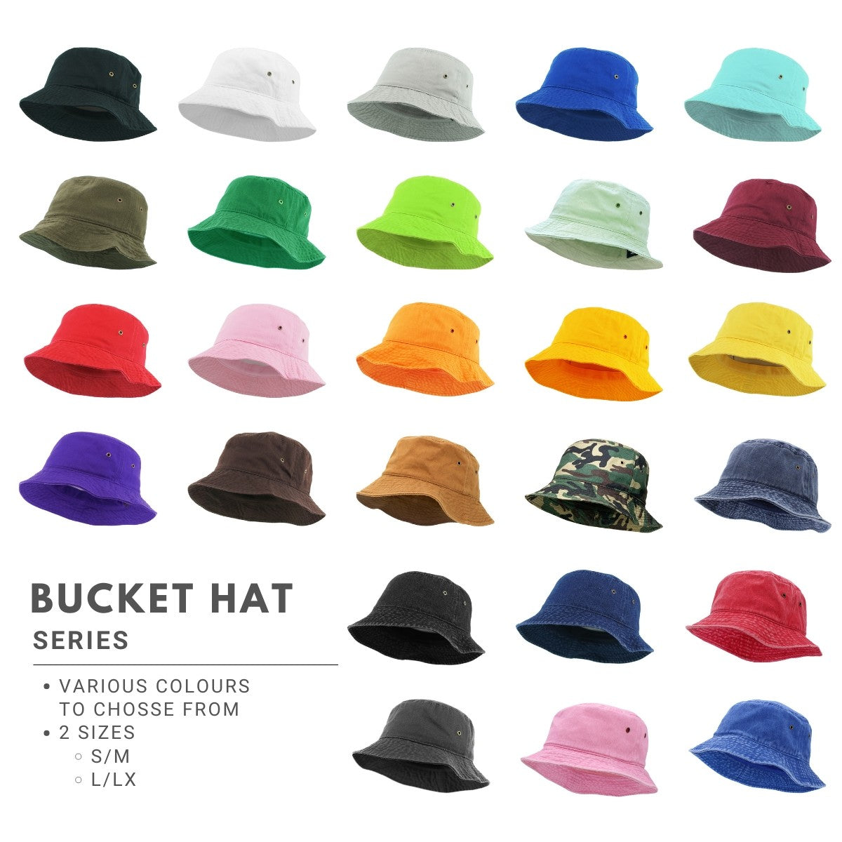 Bucket Hat - Multi-Coloured, S/M & L/XL Sizes