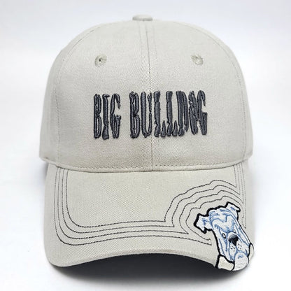 "Big Bulldog" Logo Fitted Cap, Light Grey & Red