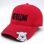 "Big Bulldog" Logo Fitted Cap, Light Grey & Red