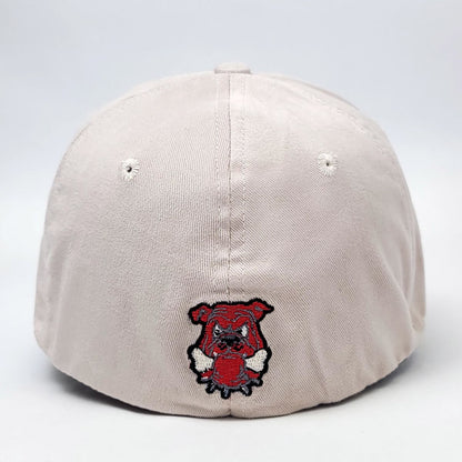 Red Bulldog Logo Fitted Cap, Light Grey