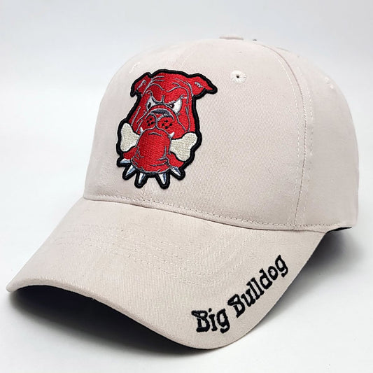 Red Bulldog Logo Fitted Cap, Light Grey