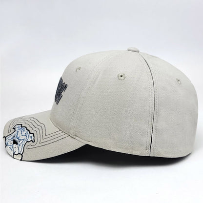 "Big Bulldog" Logo Fitted Cap, Light Grey & Red