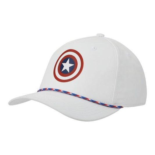 Marvel Universe Captain America Shield Adult White Elite Flex Snapback Hat, B1MVU