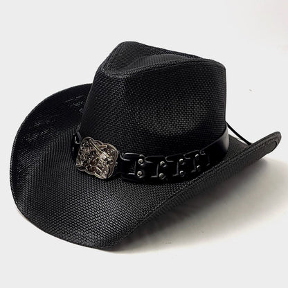 Natural Straw Cowboy Hat - STGUNBK, Black