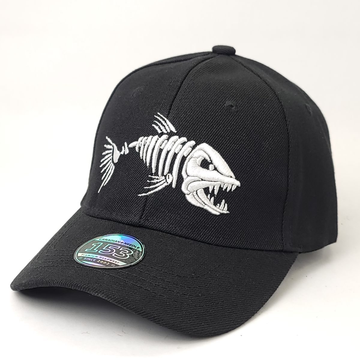 Fishing Cap - Fish Bone Logo, Black