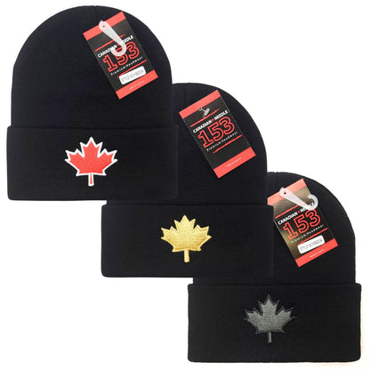 Canada Leaf Knit Toque - Cuff, Multi-Coloured