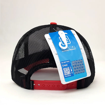 Auto Cap - Corvette, White & Red 2 Tone with Mesh Back, Adjustable