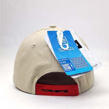 Auto Cap - Corvette, CV3D, Khaki & Red 2 Tone, Adjustable