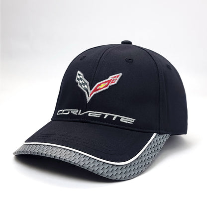 Auto Cap - Corvette, CVCF, Black with Grey Pattern on Visor, Adjustable