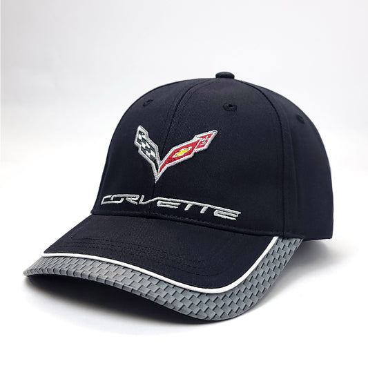 Auto Cap - Corvette, CVCF, Black with Grey Pattern on Visor, Adjustable
