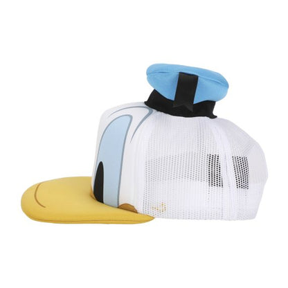 Disney - Classic Characters Donald Duck Die Cut Bill and Hatt Applique Nylon and Mesh Trucker Hat Snapback, XLDSC