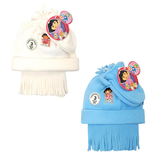 Toddler - Dora the Explorer 3 Pieces Set, Winter Hat, Mittens and scarf, Multi-Coloured