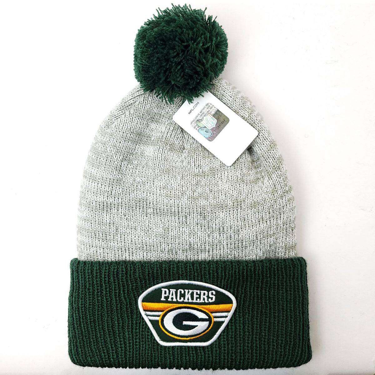 Green Bay Packers Pom Knit Toque - BG, Green with Heather Grey