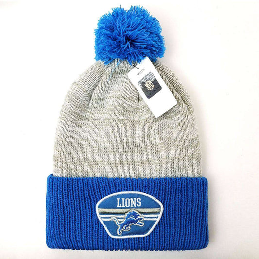 Detroit Lions Pom Knit Toque - BG, Blue with Heather Grey