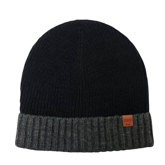 Fashion Knit Toque - Black with Dark Grey Cuff