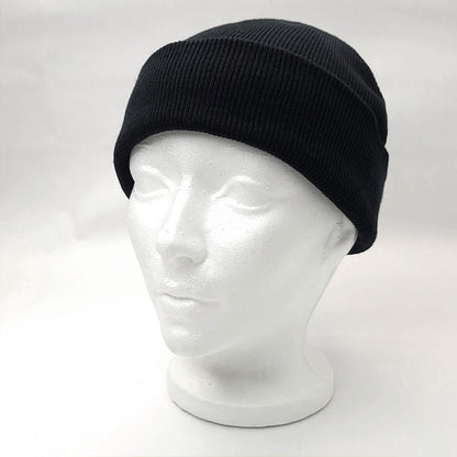 Fisherman Beanie - Black & Navy with Cuff