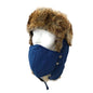 Trapper Hat-Faux Animal Fur with Detachable Mask - Multi-Coloured